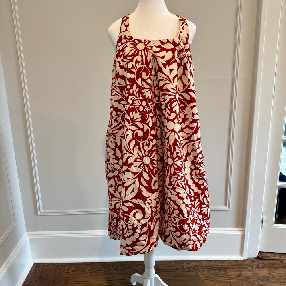 Anthropologie Red and White Floral Dress